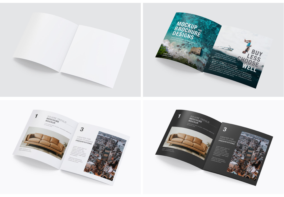 Square Tri-Fold Brochure Mockup 04 Square Tri-Fold Brochure Mockup 04