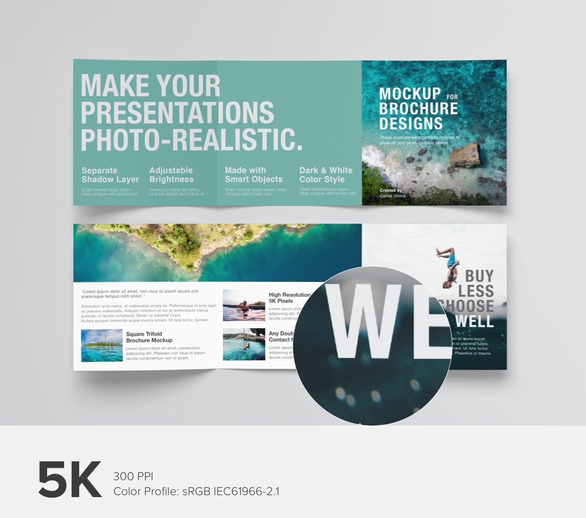 Square Tri-Fold Brochure Mockup 04 Square Tri-Fold Brochure Mockup 04