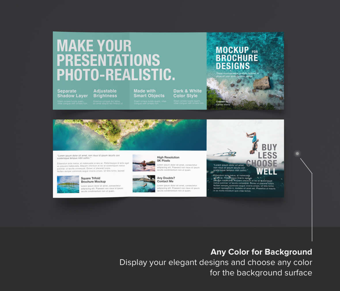 Square Tri-Fold Brochure Mockup 04 Square Tri-Fold Brochure Mockup 04