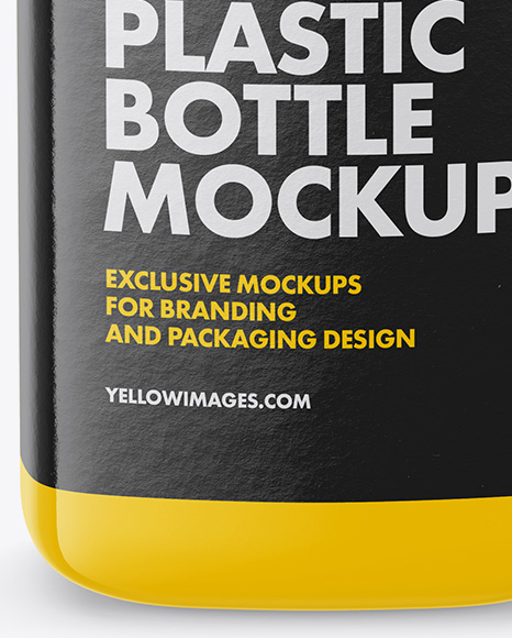 Glossy Plastic Bottle Mockup - High-Angle Shot