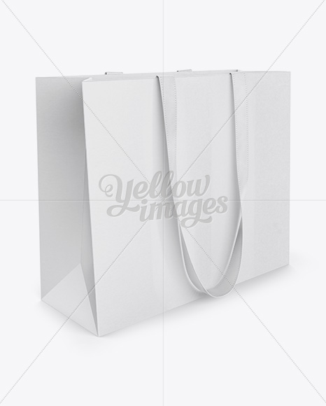 Paper Eurotote Bag With Ribbon Handles Mockup - Half-Side View