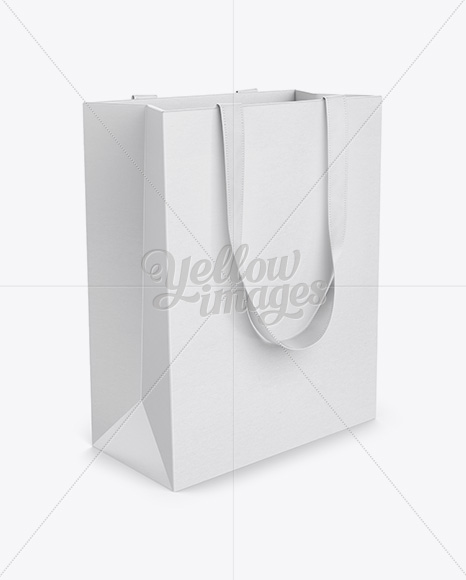 Paper Euro Tote Bag With Ribbon Handles Mockup - Half-Side View