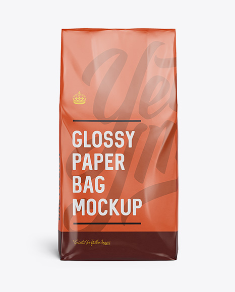 Glossy Paper Bag Mockup - Front View - 