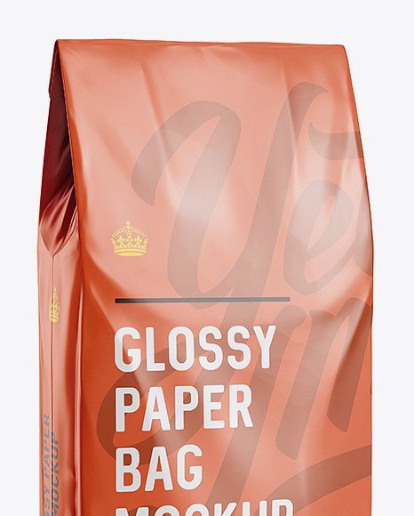 Glossy Paper Bag Mockup - Halfside View