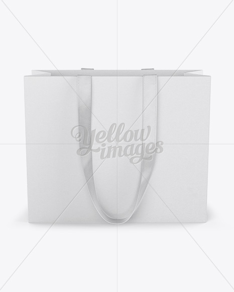 Paper Euro Tote Bag With Ribbon Handles Mockup - Front View