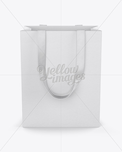 Paper Eurotote Bag With Ribbon Handles Mockup - Front View