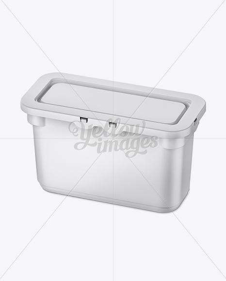 Plastic Container For Washing Capsules - Halfside View (High-Angle Shot)