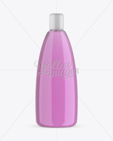 Clear Plastic Bottle W/ Pink Shampoo Mockup