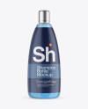 Clear Plastic Bottle W/ Blue Shampoo Mockup