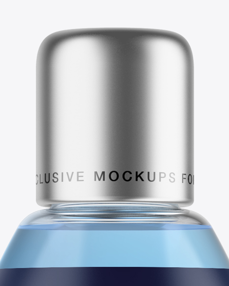 Clear Plastic Bottle W/ Blue Shampoo Mockup