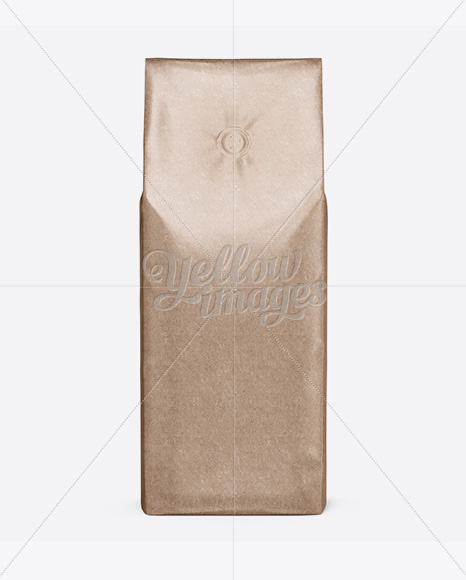 Glossy Kraft Coffee Bag With Valve Mockup - Front View