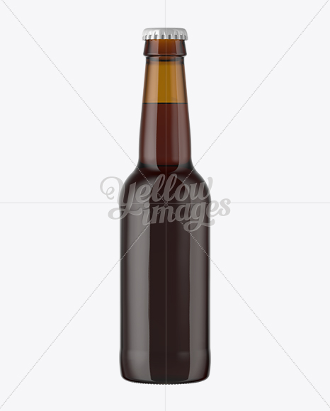 Amber Glass Bottle with Red Ale Mockup