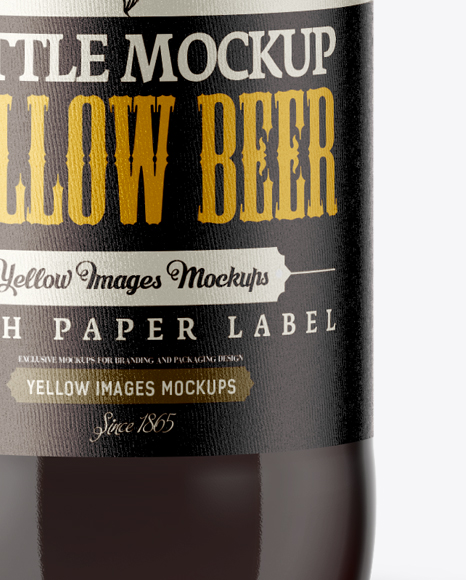 Amber Glass Bottle with Red Ale Mockup