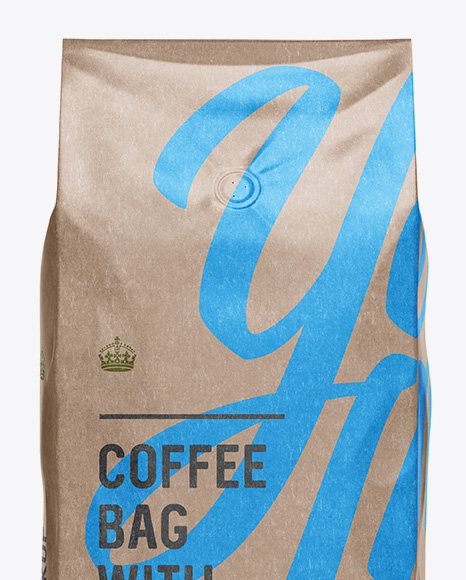 2,5 kg Glossy Kraft Coffee Bag With Valve Mockup - Front View