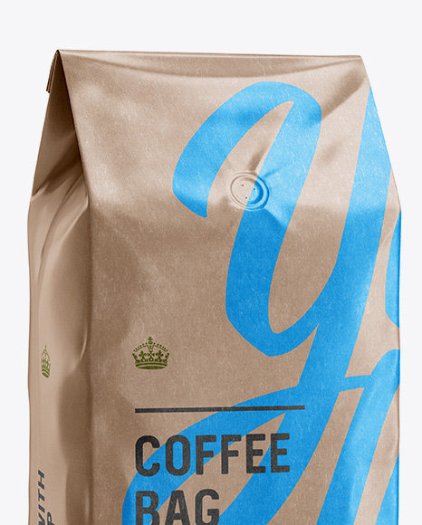 2,5 kg Glossy Kraft Coffee Bag With Valve Mockup - Halfside View