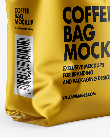 Matte Metallic Coffee Bag Mockup