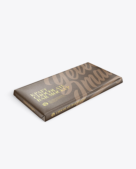 Kraft Glossy Chocolate Bar Mockup - Halfside View (High Angle Shot)