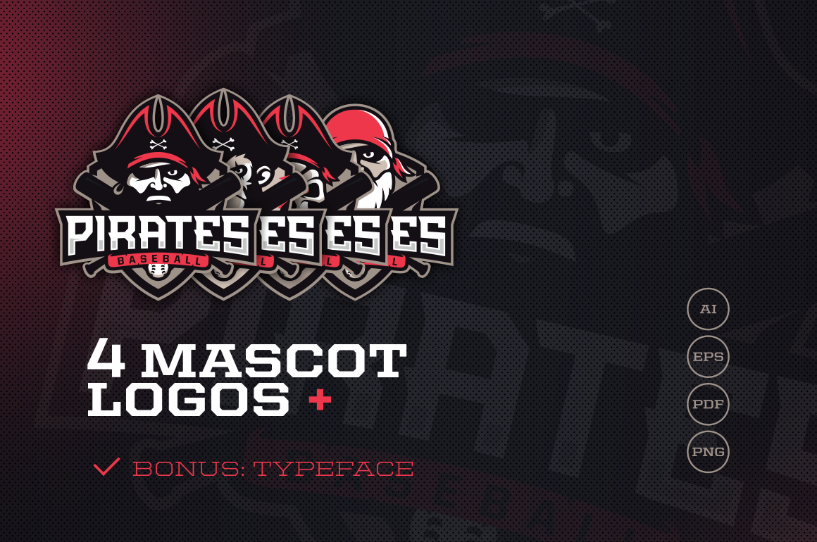 4 Logos with Pirates + Typeface 4 Logos with Pirates + Typeface