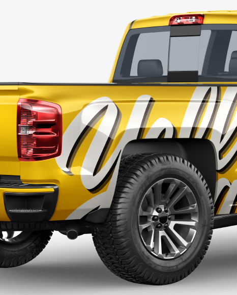 Full-Size Pickup Truck Mockup - Back Half Side View