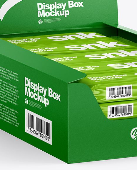 Textured Display Box with Snacks Mockup