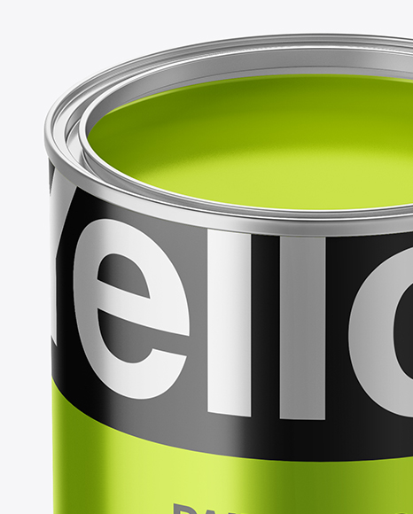 Opened Metallic Paint Bucket Mockup