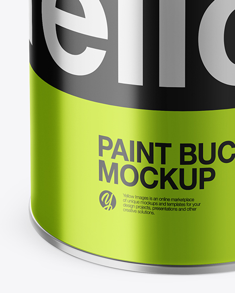 Opened Metallic Paint Bucket Mockup