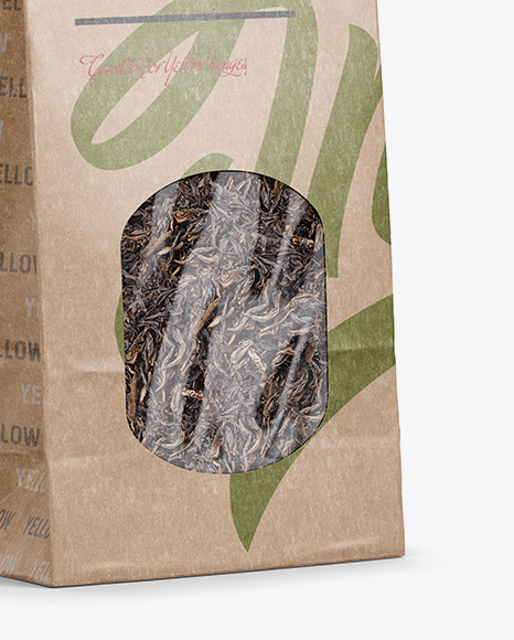 Kraft Paper Bag With Window Mockup - Half Side View