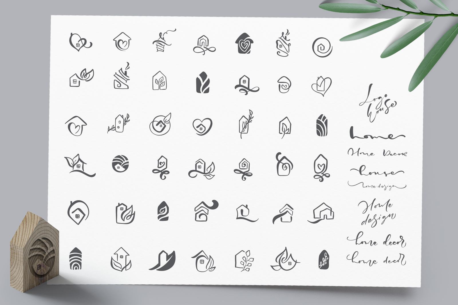 Hand drawn Logo House Vector elements SVG