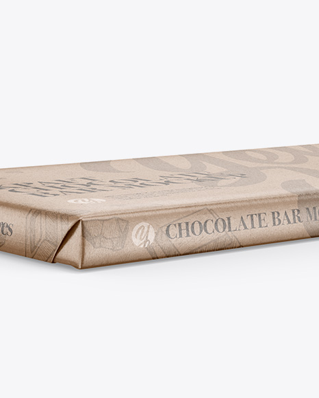 Kraft Glossy Chocolate Bar Mockup - Halfside View