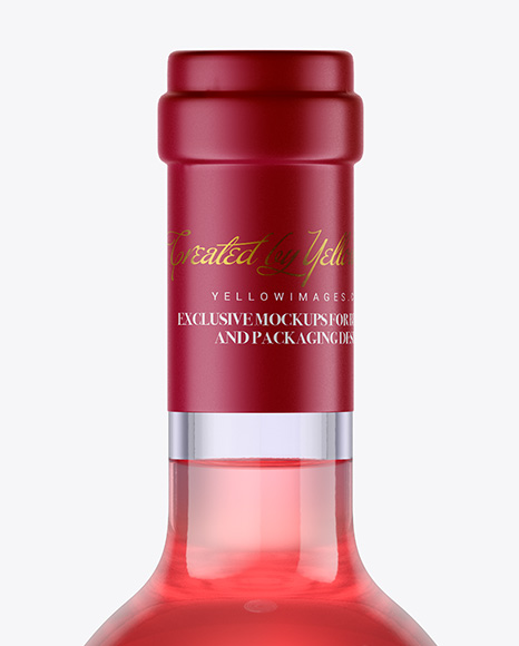 Clear Glass Pink Wine Bottle Mockup