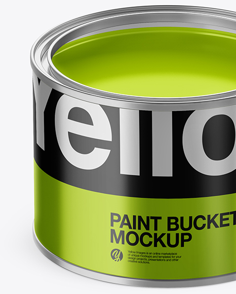 Opened Metallic Paint Bucket Mockup