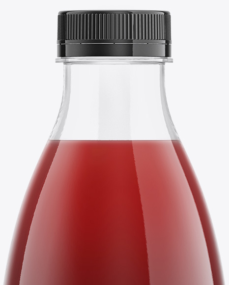 Clear Plastic Bottle with Cherry Juice Mockup