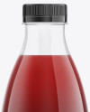 Clear Plastic Bottle with Cherry Juice Mockup