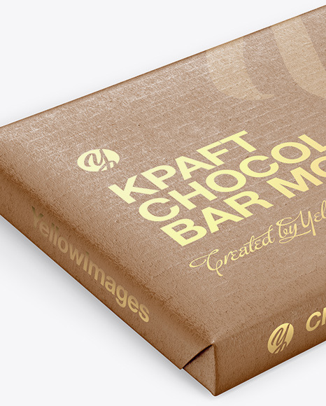 Kraft Matte Chocolate Bar Mockup - Halfside View (High Angle Shot)