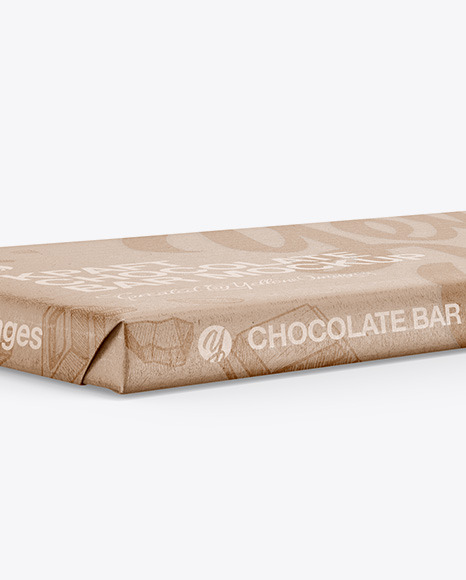 Kraft Matte Chocolate Bar Mockup - Halfside View