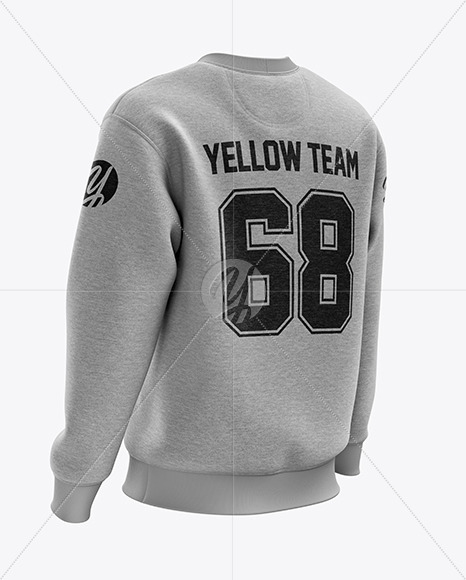 Men’s Heather Heavyweight Sweatshirt mockup (Back Half Side View)