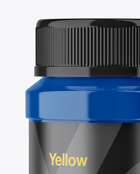 Glossy Plastic Pills Bottle Mockup - Front View