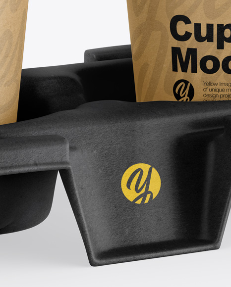 Kraft Holder with Coffee Cups Mockup