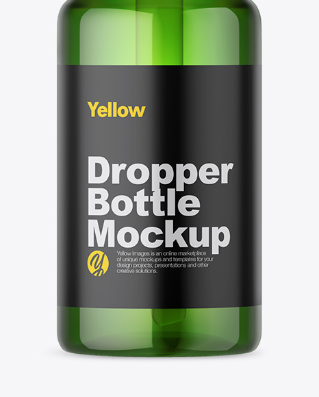 Green Glass Dropper Bottle Mockup