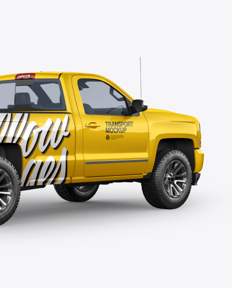 Full-Size Pickup Truck Mockup - Back Half Side View