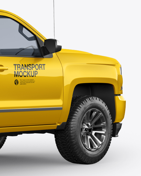 Full-Size Pickup Truck Mockup - Back Half Side View