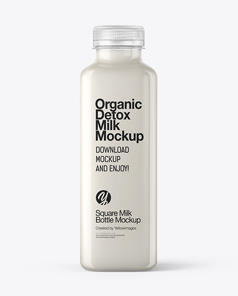 Square Milk Bottle Mockup