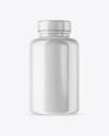 Glossy Pills Bottle with Shrink Sleeve Mockup