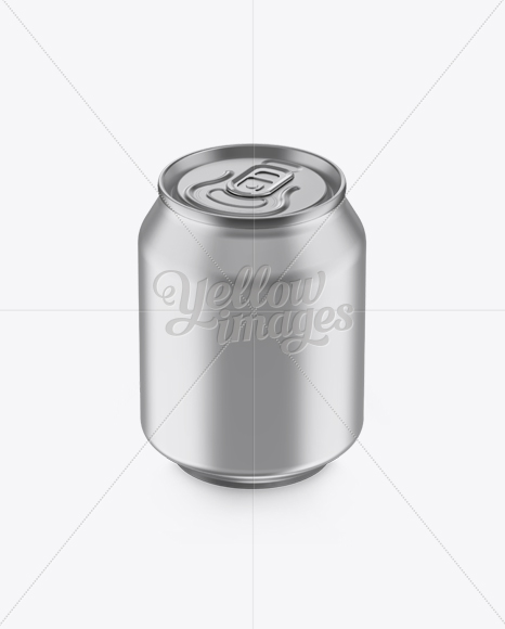 250ml Metallic Aluminium Can Mockup (High-Angle Shot)