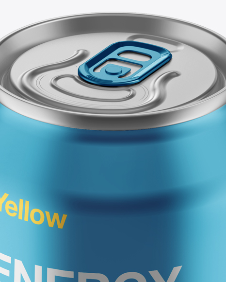 250ml Metallic Aluminium Can Mockup (High-Angle Shot)