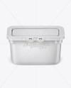 Plastic Container For Washing Capsules - Front View (High-Angle Shot)