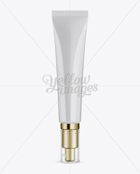 Cosmetic Tube With Pump & Frosted Overcap Mockup - Free Download Images