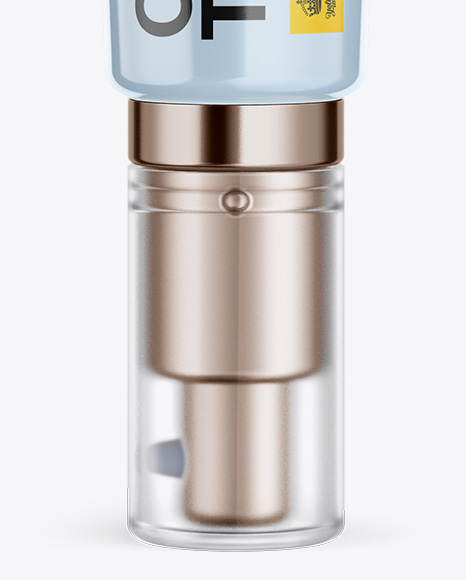 Cosmetic Tube With Pump & Frosted Overcap Mockup