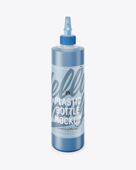 Frosted Plastic Bottle Mockup (high-angle shot)