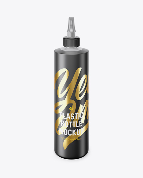 Frosted Plastic Bottle Mockup (high-angle shot)